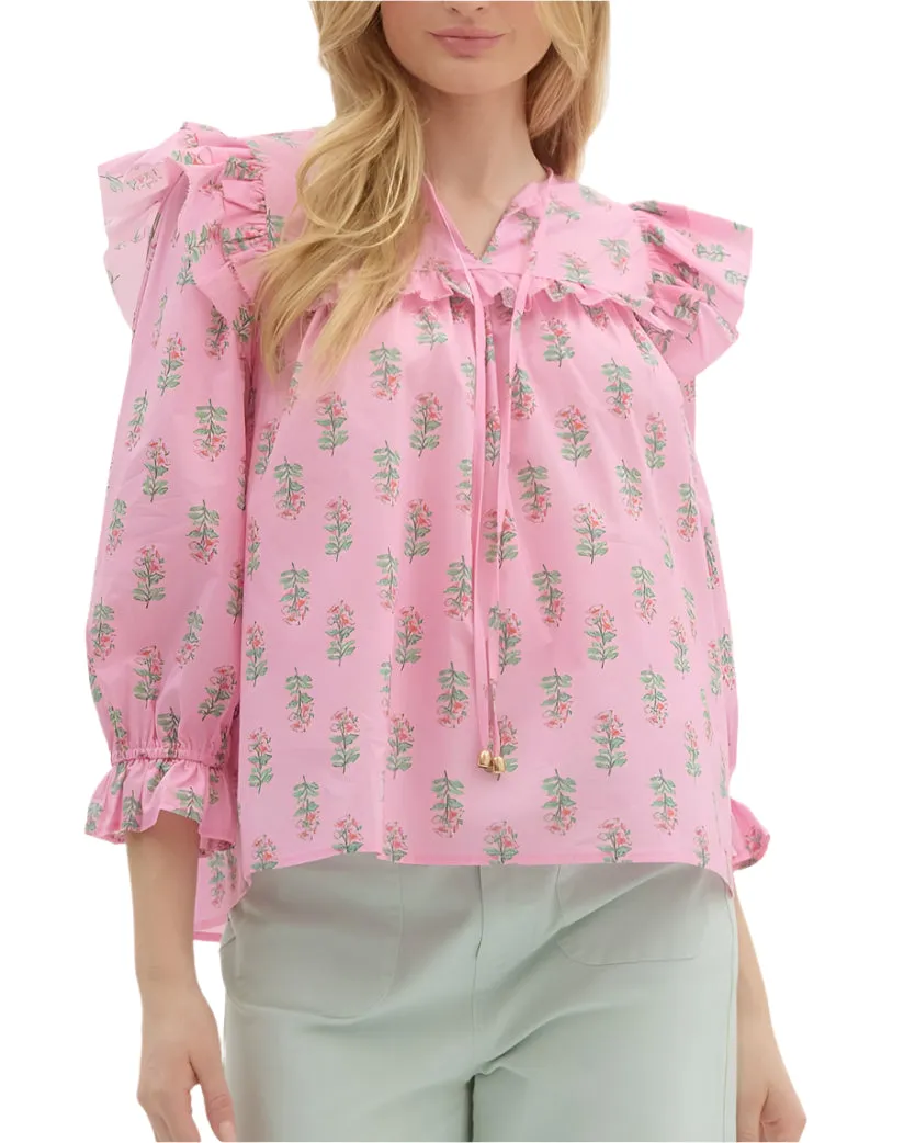 Bailey Babydoll Blouse - Pink/Green
