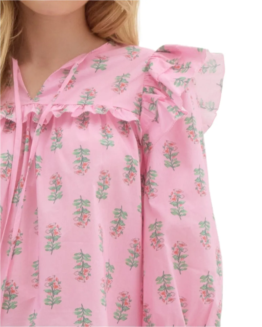 Bailey Babydoll Blouse - Pink/Green