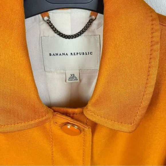 Banana Republic Orange Silk Trench Coat Jacket XS