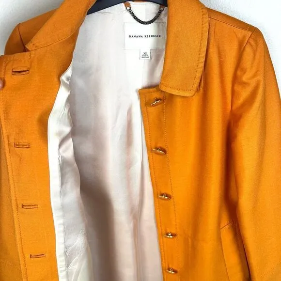Banana Republic Orange Silk Trench Coat Jacket XS