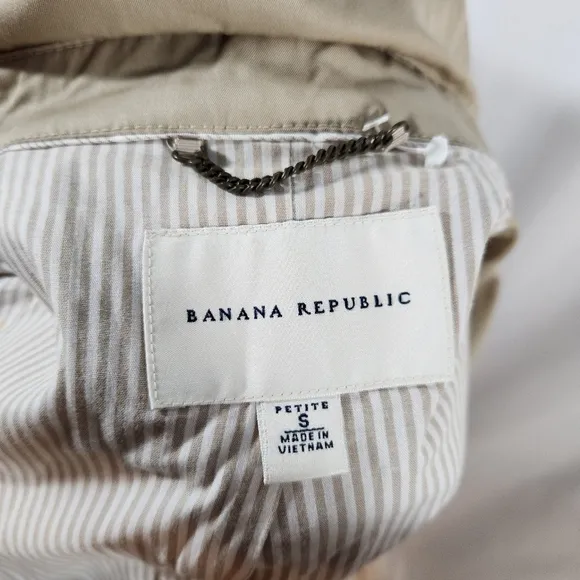 Banana Republic Trench Coat Classic Beige Women's  Small Petite Khaki Ja…