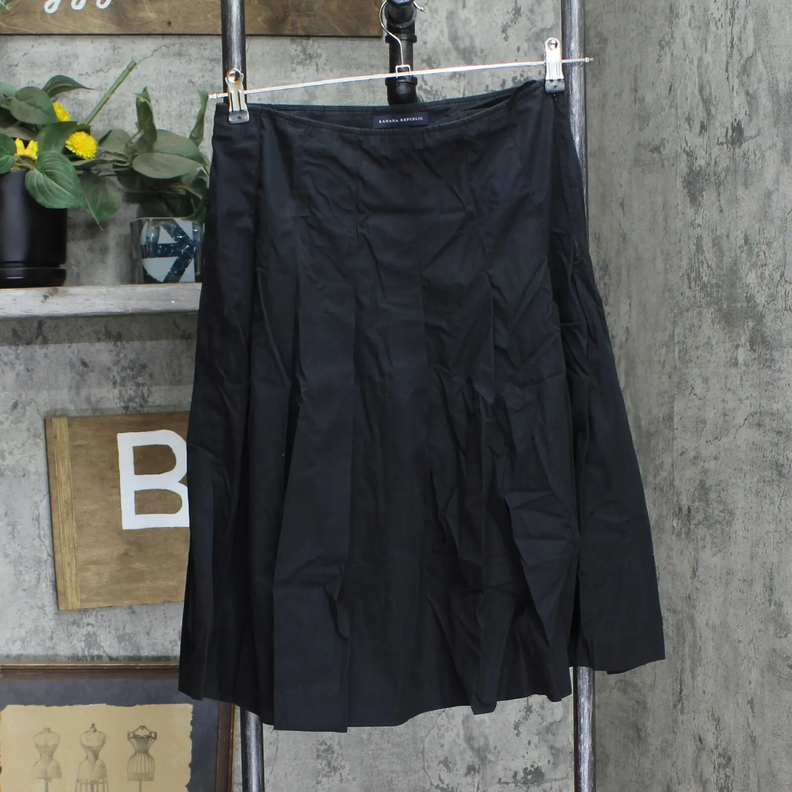 Banana Republic Womens Woven A-Line Midi Skirt 1671077fd2138a Black 2