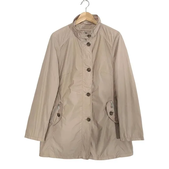 Basler Trench Coat Water Resistant Rain Jacket Neutral Quiet Luxury Size Large