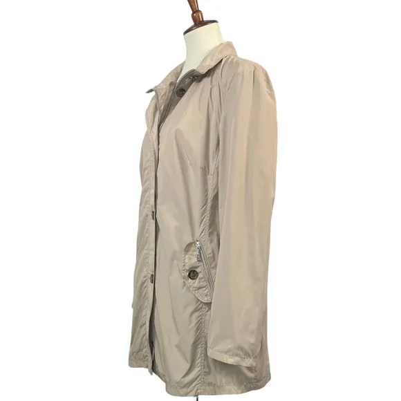 Basler Trench Coat Water Resistant Rain Jacket Neutral Quiet Luxury Size Large