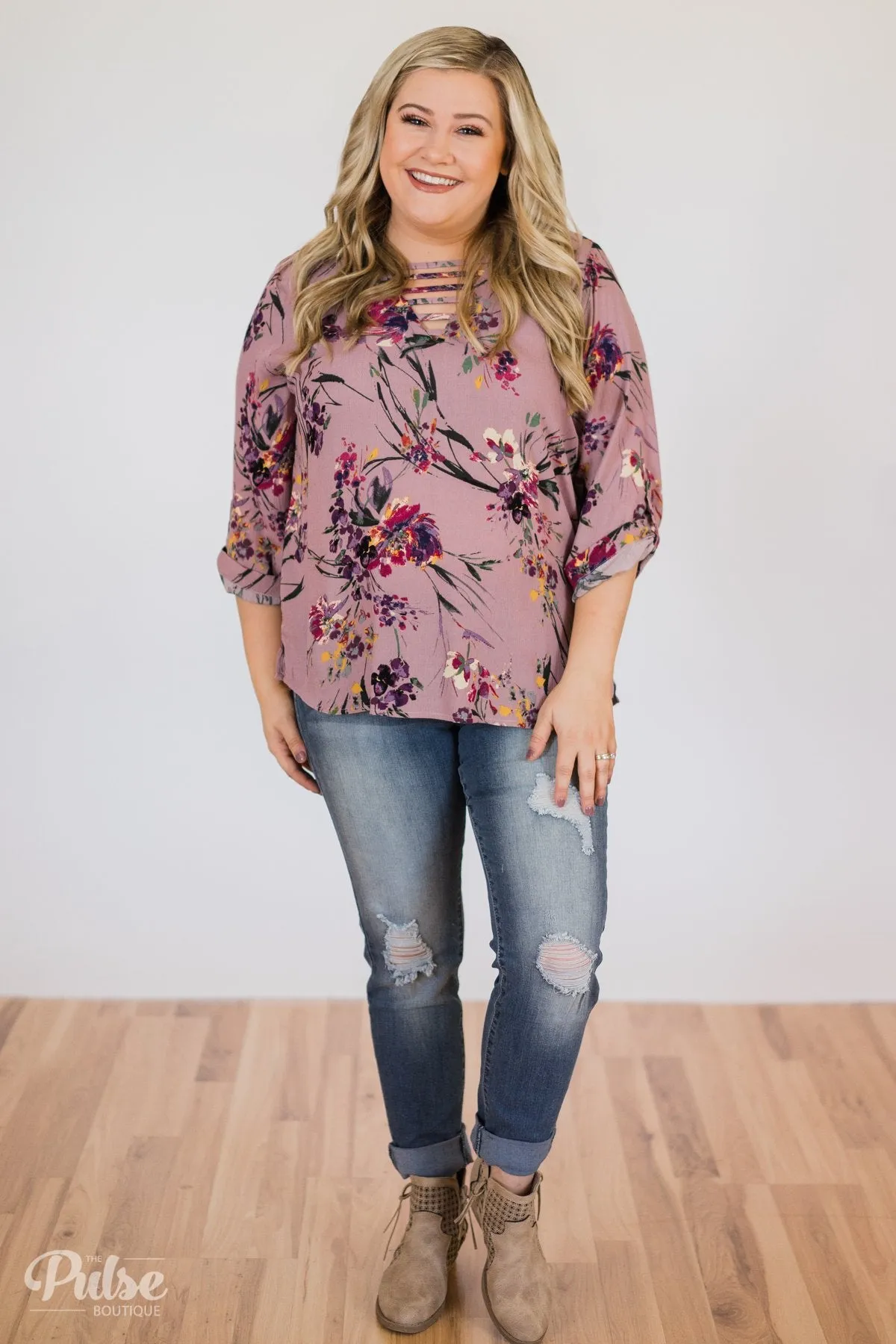 Beyond Compare Floral Blouse - Mauve