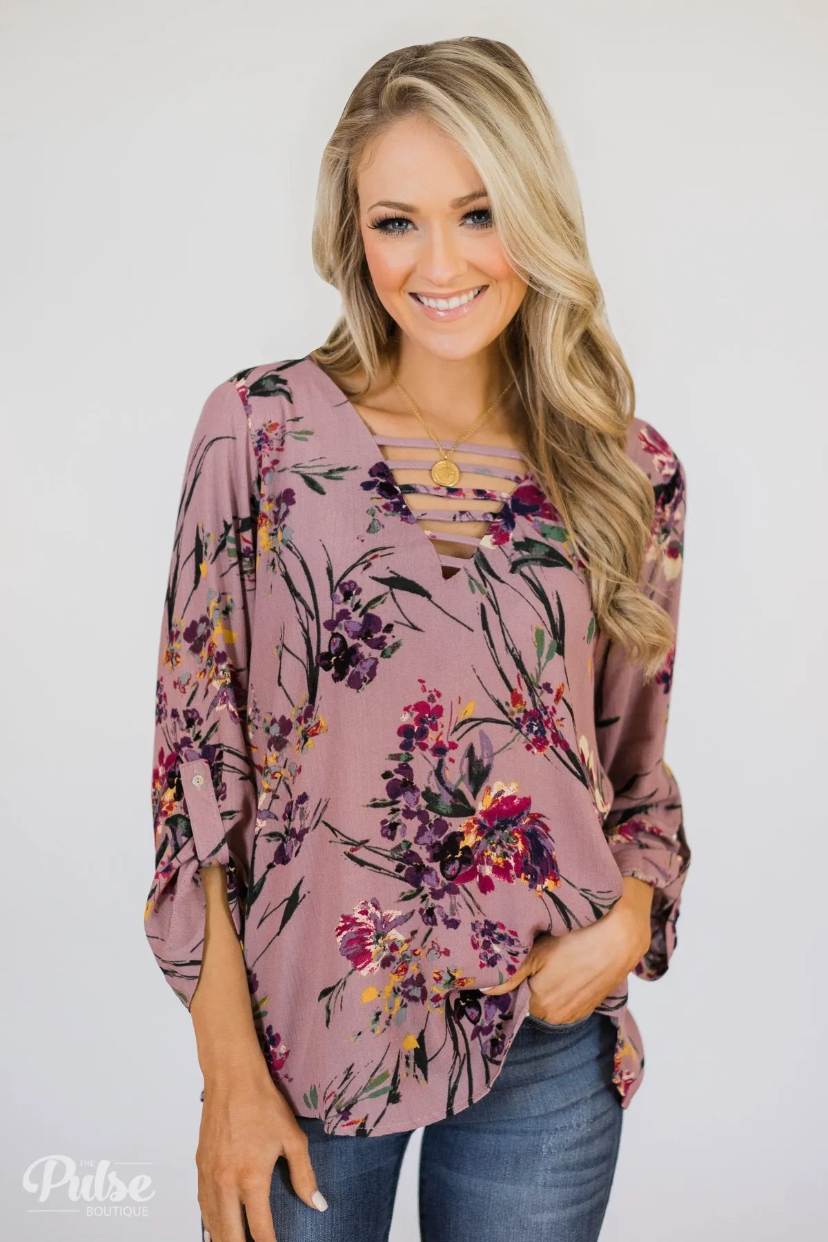 Beyond Compare Floral Blouse - Mauve