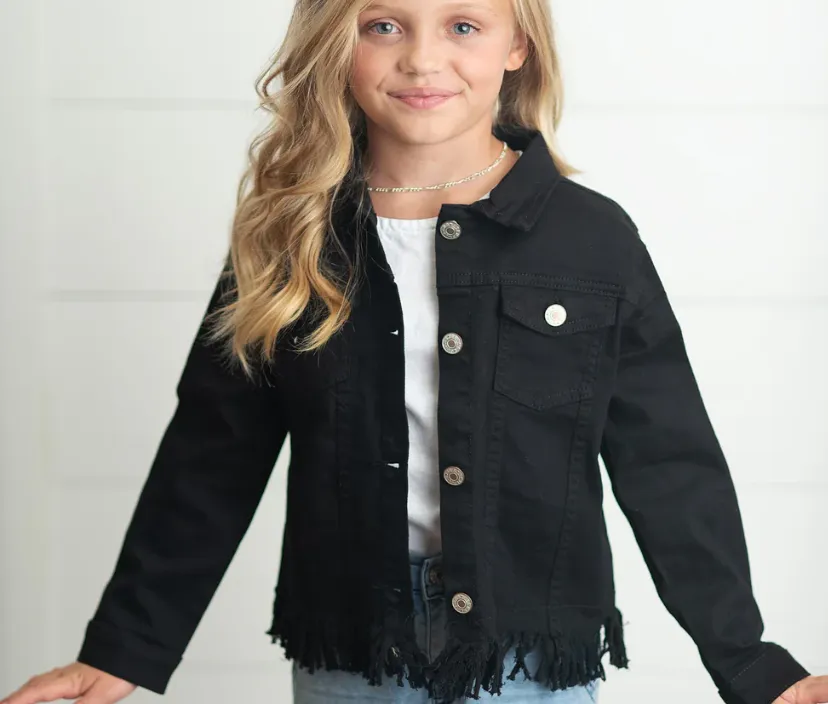 Black Fringe Denim Jacket