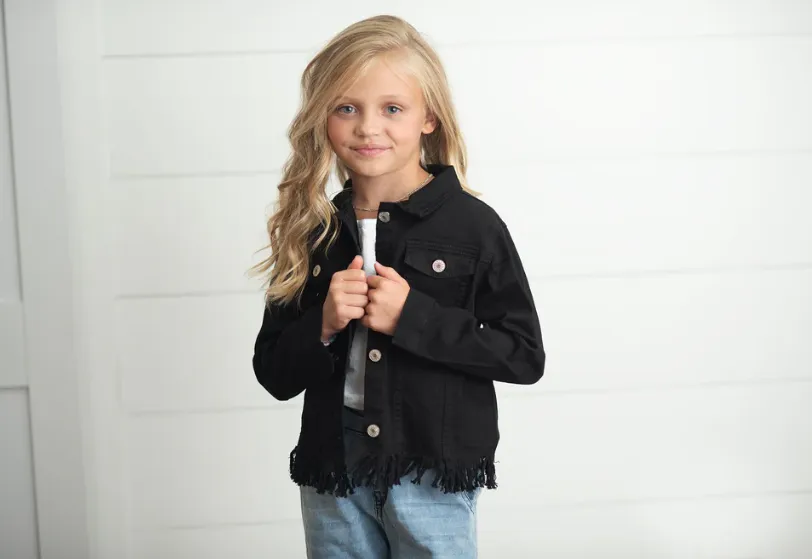 Black Fringe Denim Jacket