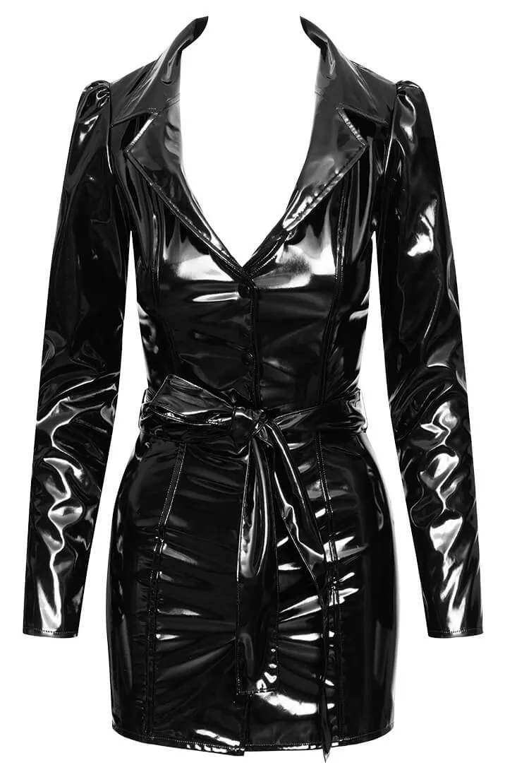 Black long sleeve vinyl dress - Three is A Crowd