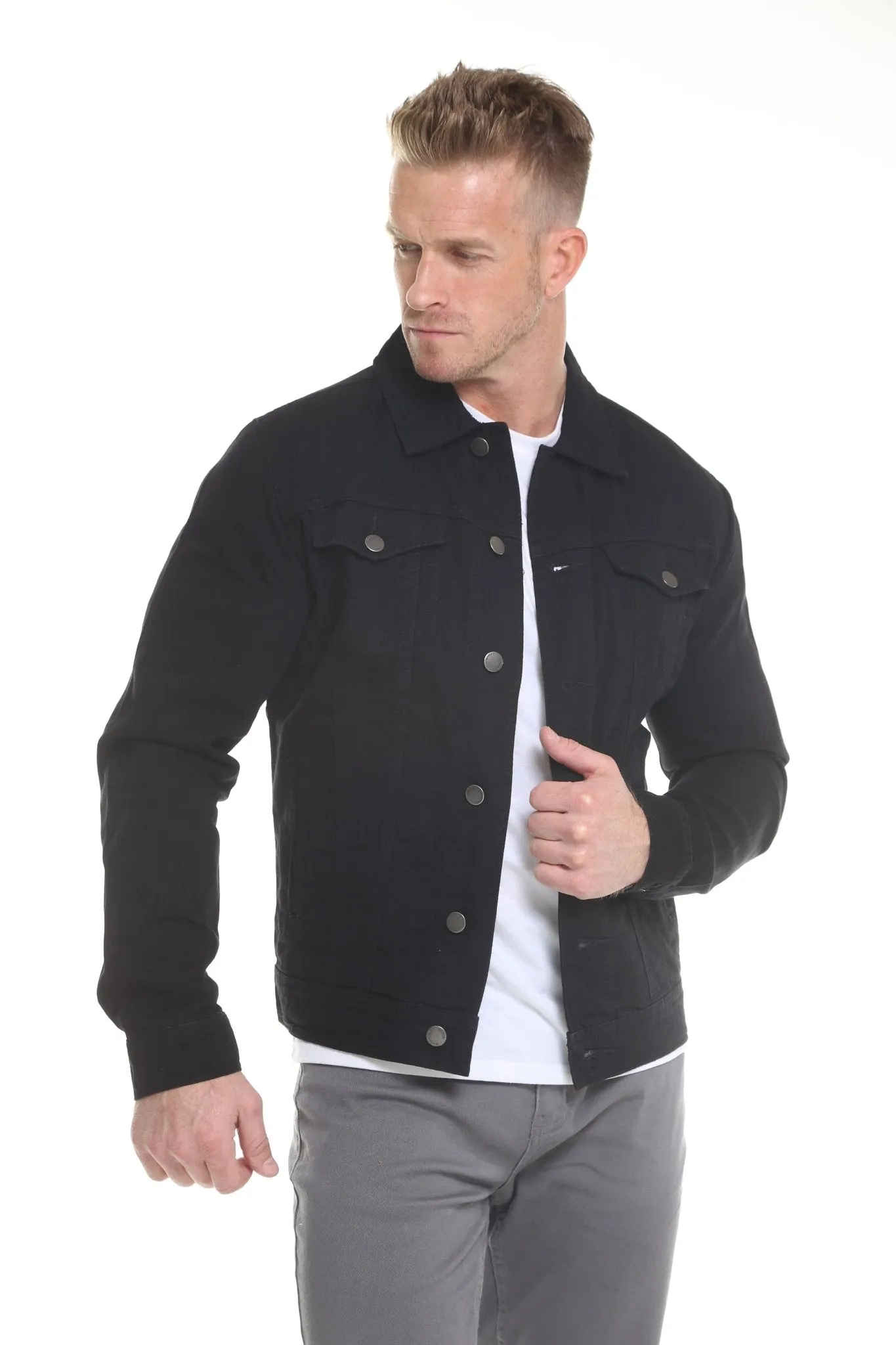 Black Men's Denim Jacket (OPEN PACK)