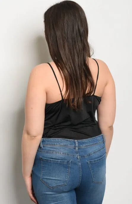 Black Ruffle Bodysuit Junior Plus Size