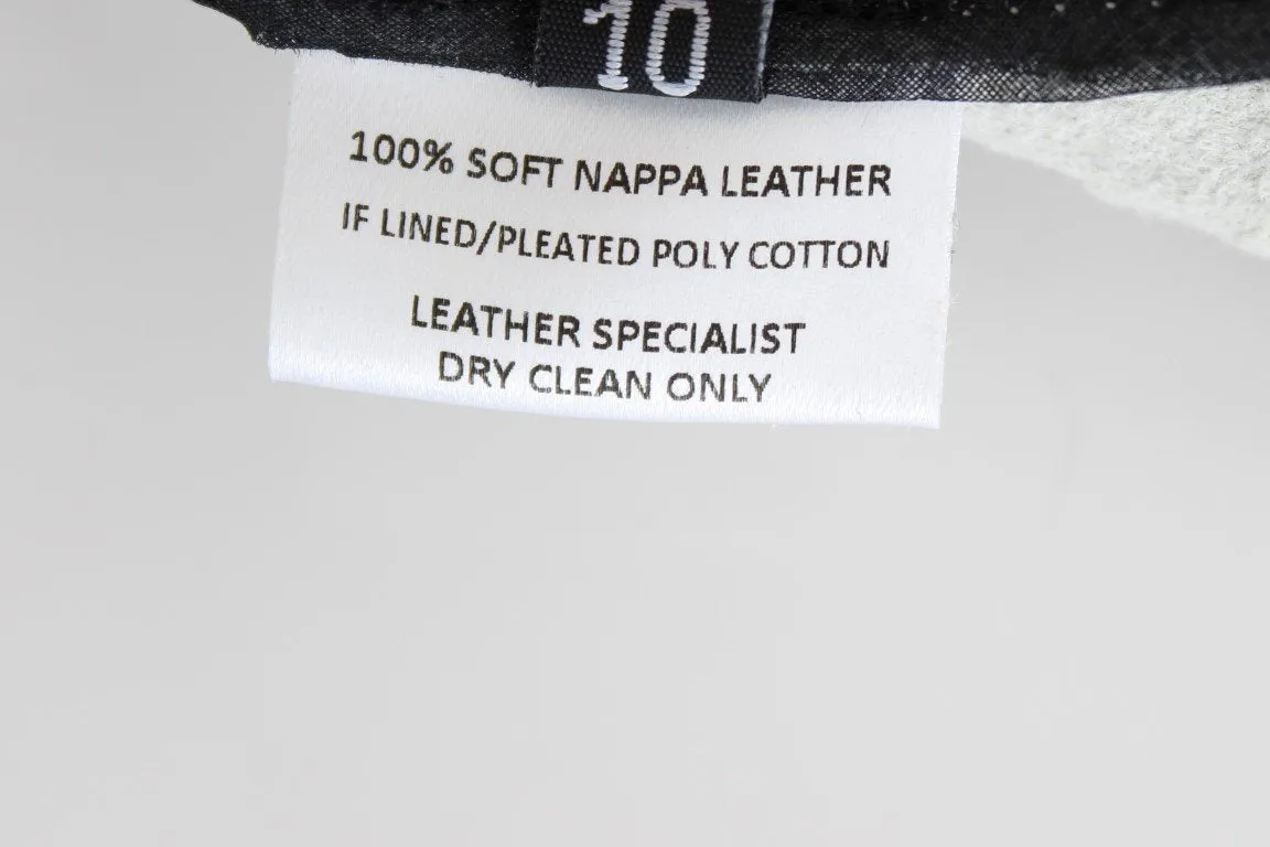 Black White Nappa Leather A-Line Skirt