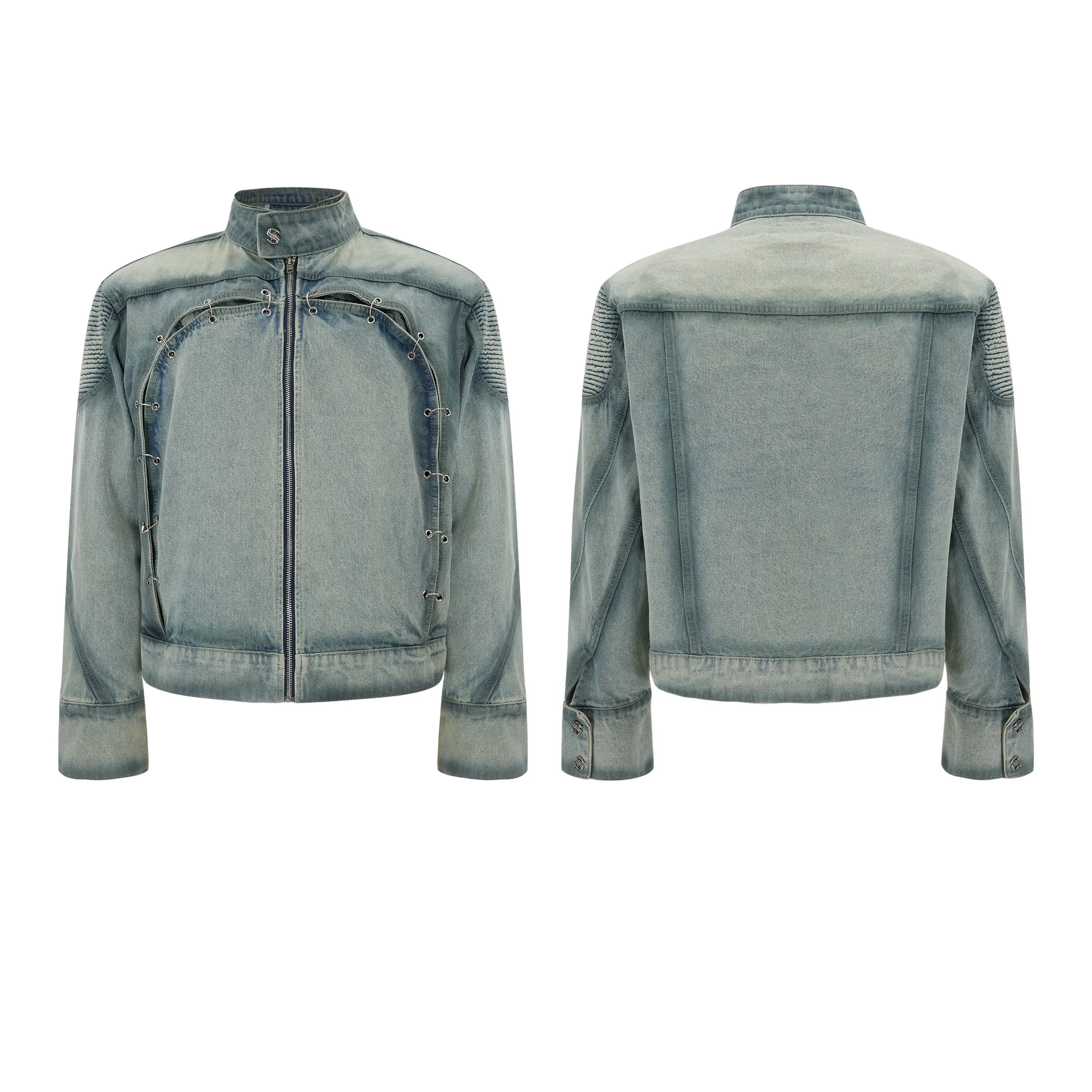 Blue Distressed Denim Jacket