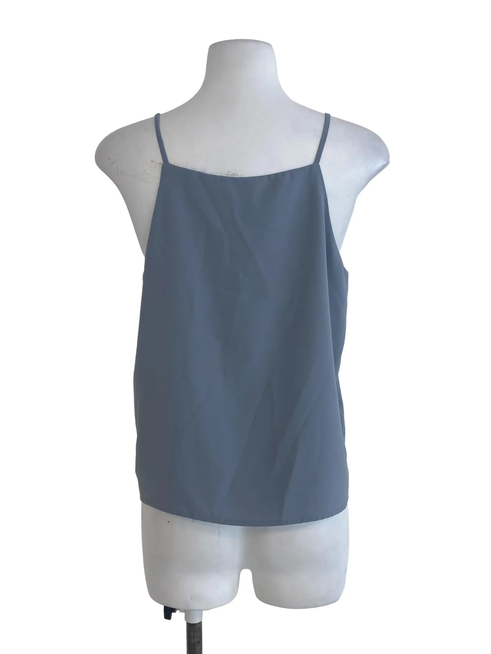 Blue Plain V Neck Top