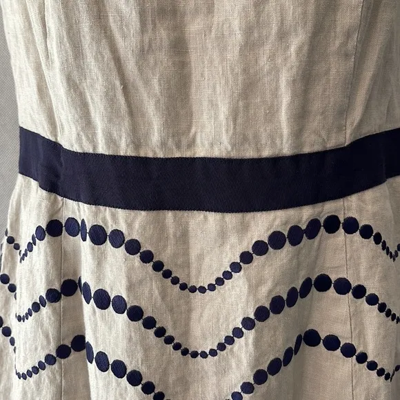 Boden Wavy Dots Embroidered Linen A-Line Dress Size 4