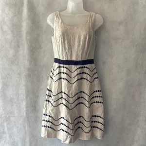 Boden Wavy Dots Embroidered Linen A-Line Dress Size 4
