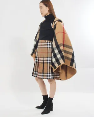 Burberry Beige Nova Check Print Pleated Skirt - 12
