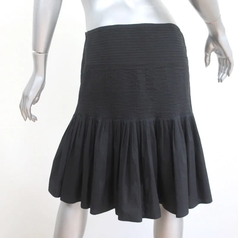 Burberry Pleated Skirt Black Pintucked Cotton Size US 8
