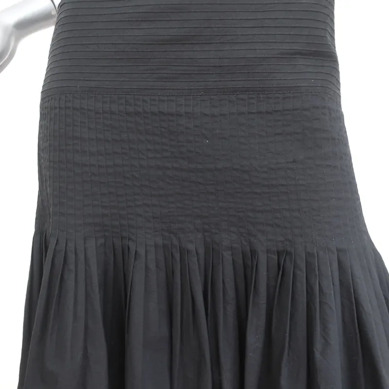 Burberry Pleated Skirt Black Pintucked Cotton Size US 8