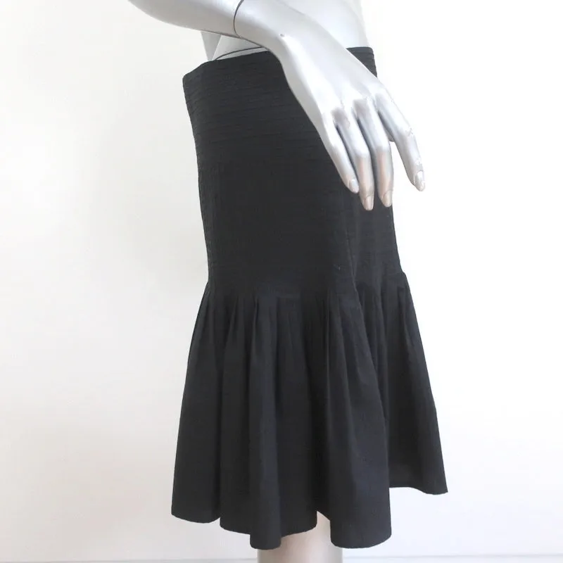 Burberry Pleated Skirt Black Pintucked Cotton Size US 8