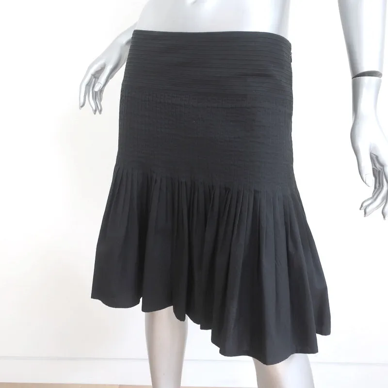 Burberry Pleated Skirt Black Pintucked Cotton Size US 8