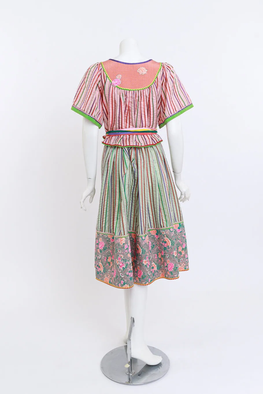 Candy Stripes & Carnations Peasant Skirt Set