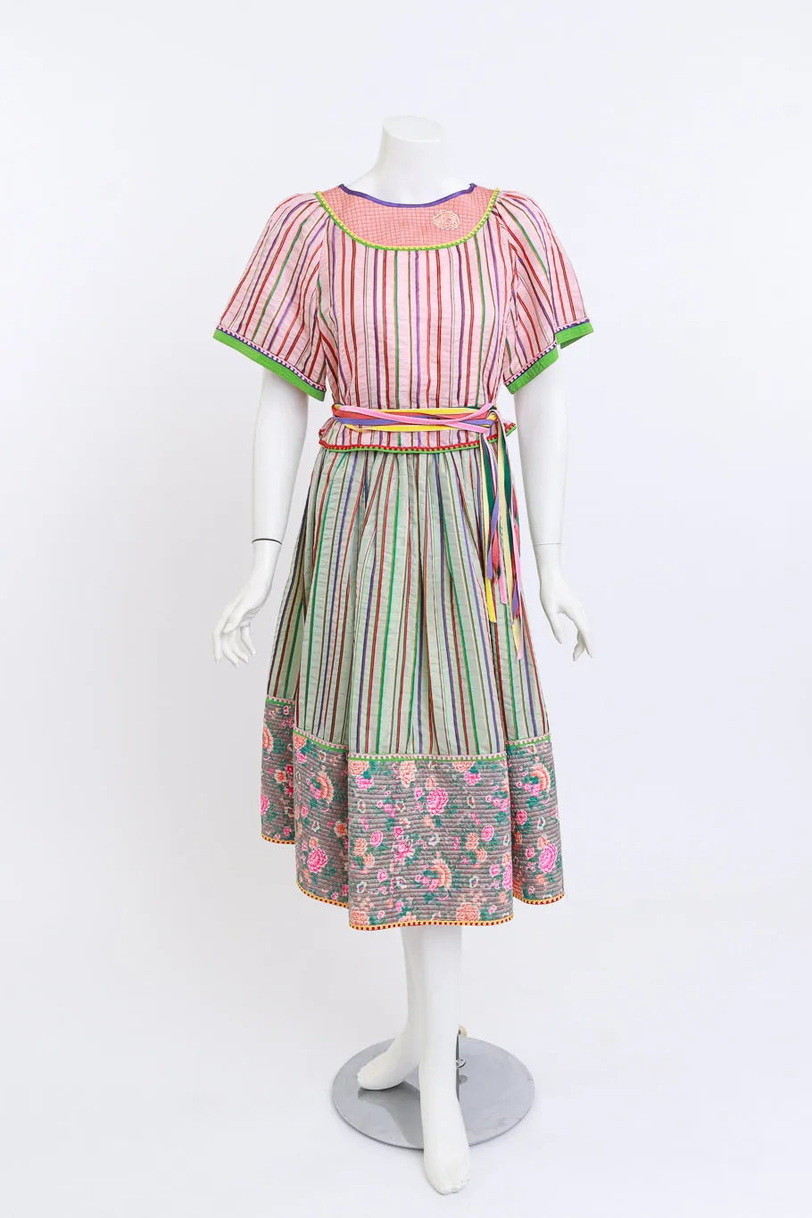 Candy Stripes & Carnations Peasant Skirt Set