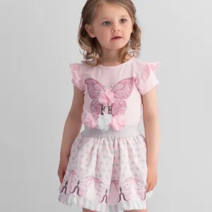 CARAMELO KIDS - Butterfly Skirt Set - Pink
