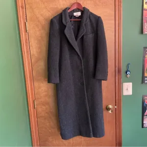 Cassidy Long 100% Wool Coat - Charcoal Gray - M