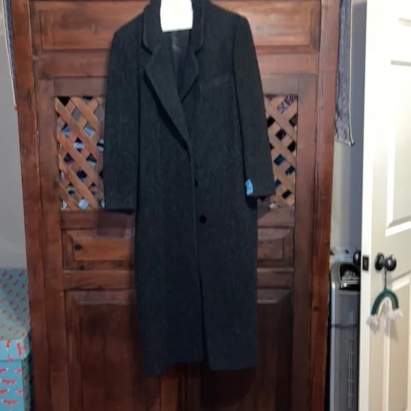 Cassidy Long 100% Wool Coat - Charcoal Gray - M