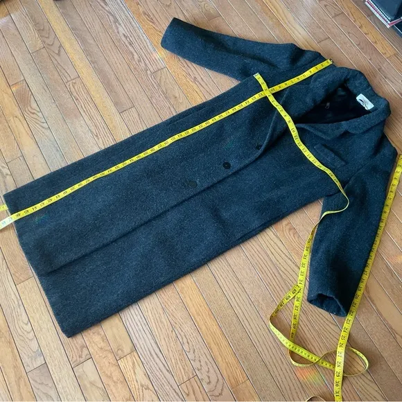 Cassidy Long 100% Wool Coat - Charcoal Gray - M