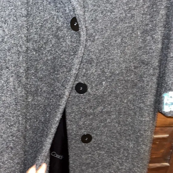Cassidy Long 100% Wool Coat - Charcoal Gray - M