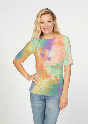 Chalk Of Dreams (17278) ~ Banded Elbow Sleeve Boat Neck Top