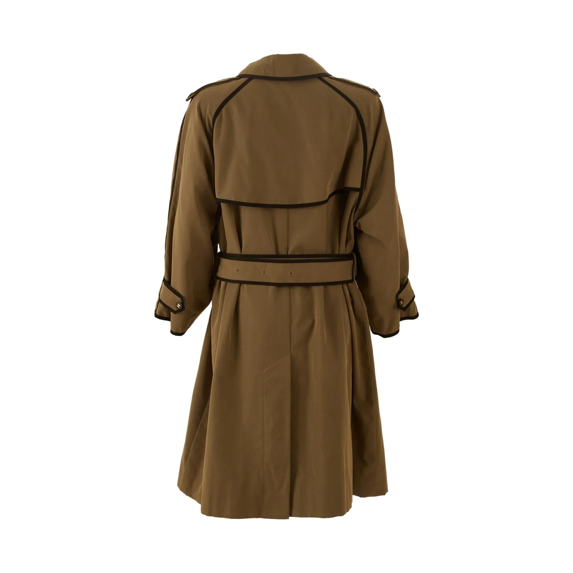 Chanel Army Green Logo Button Trench Coat