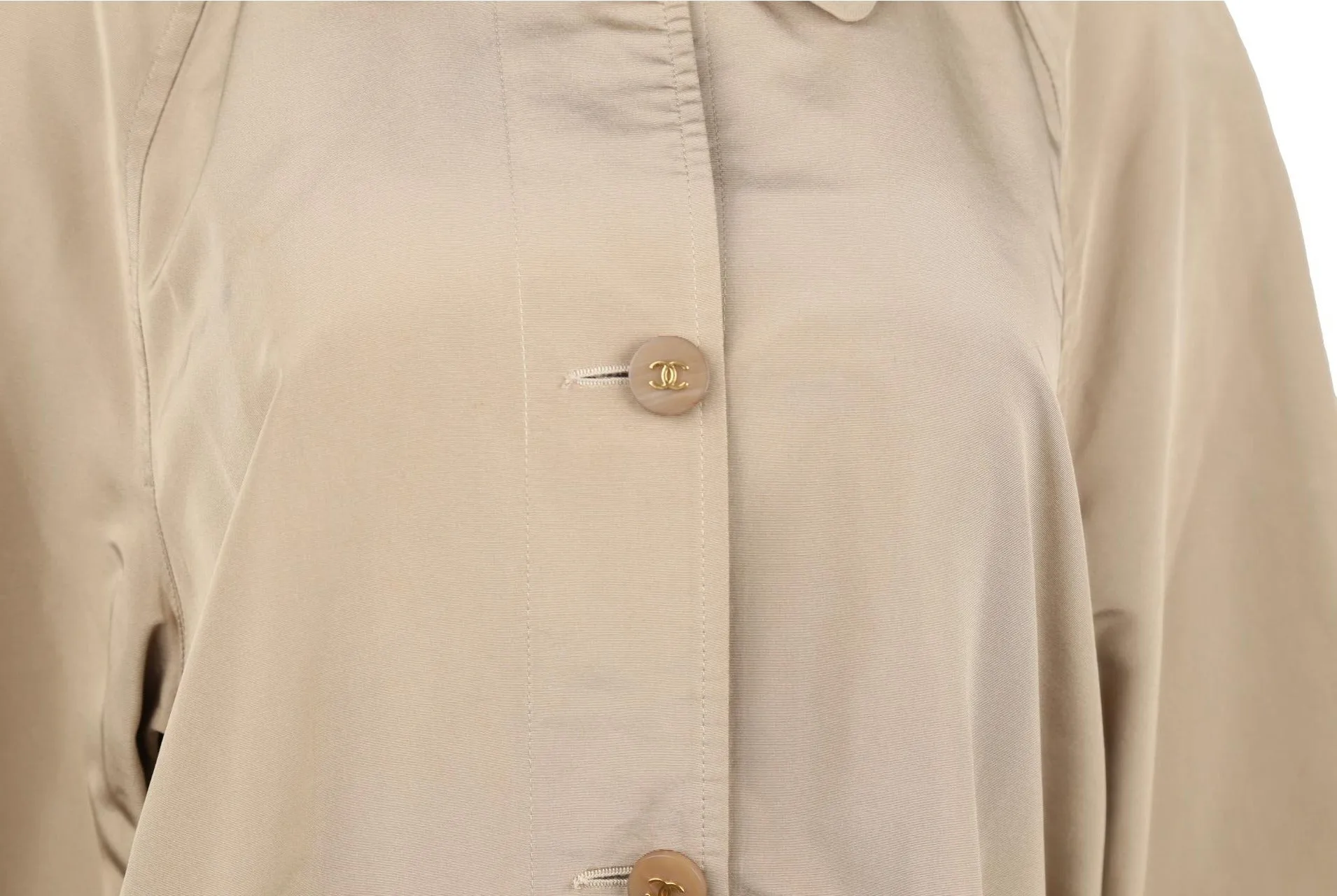 Chanel Beige Logo Button Trench Coat