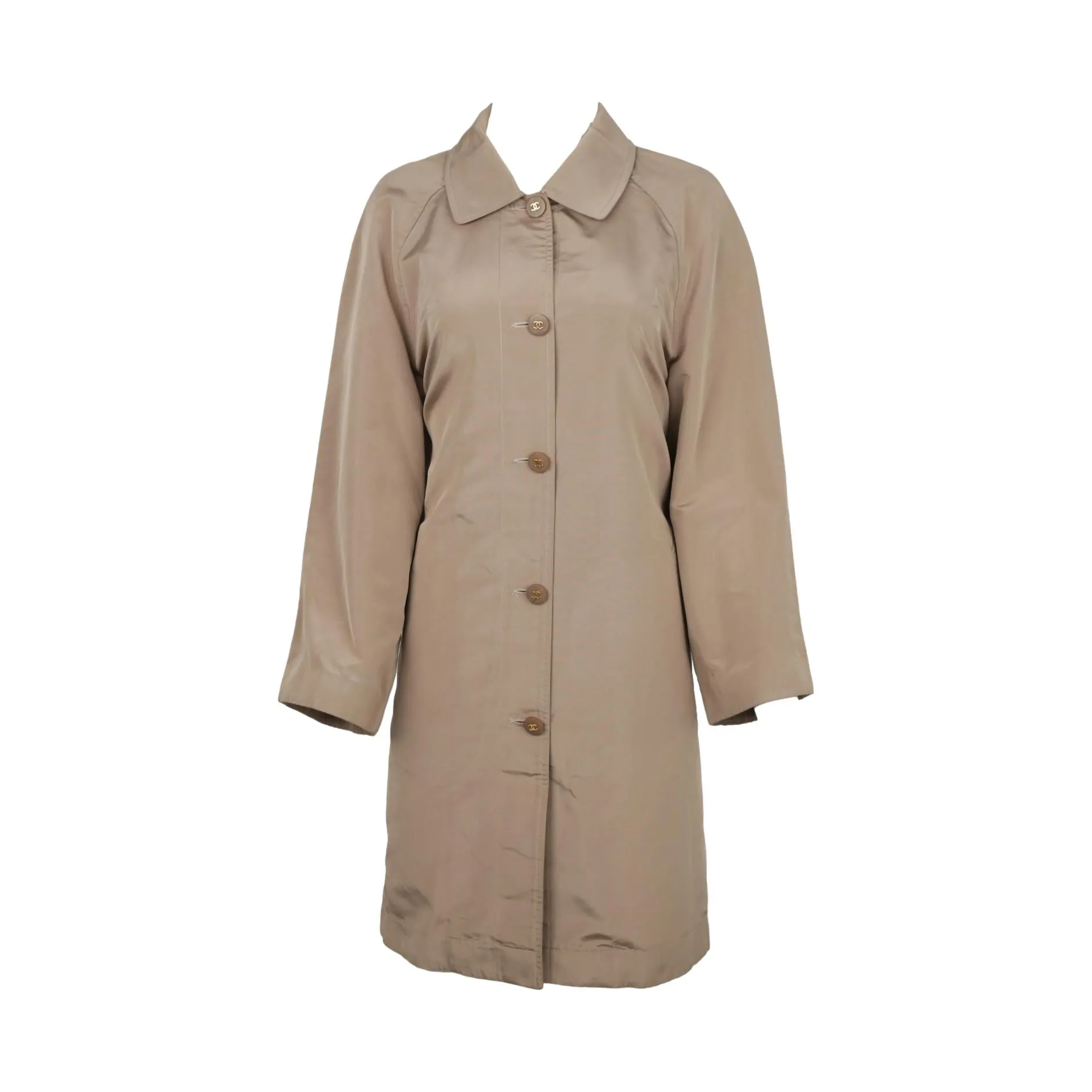 Chanel Beige Logo Button Trench Coat
