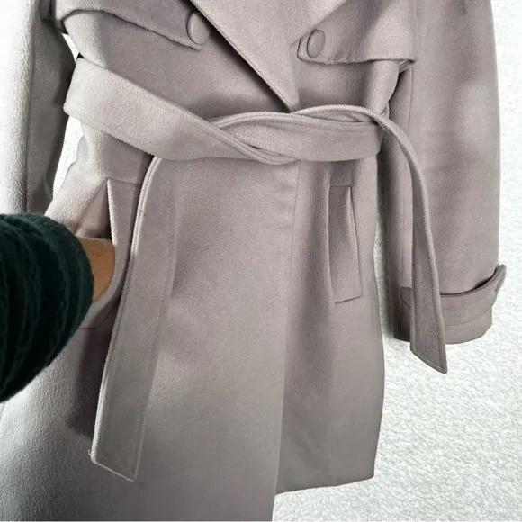 Chi Chi London Trench Coat women’s UK 12 Taupe Purple Lined Felt long jacket US8