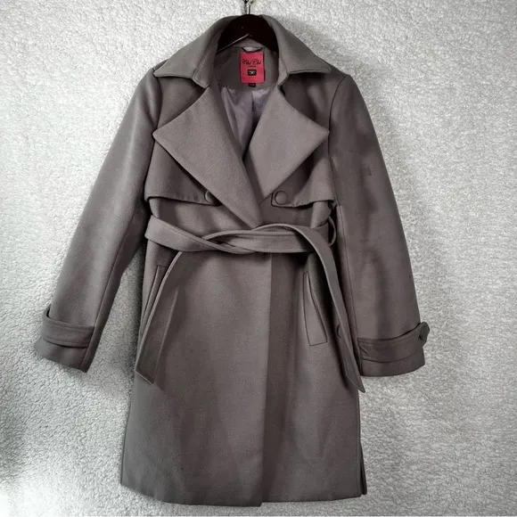 Chi Chi London Trench Coat women’s UK 12 Taupe Purple Lined Felt long jacket US8