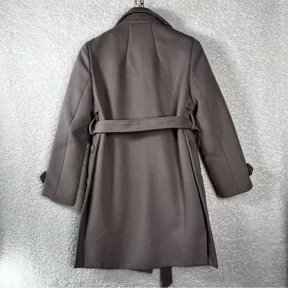 Chi Chi London Trench Coat women’s UK 12 Taupe Purple Lined Felt long jacket US8