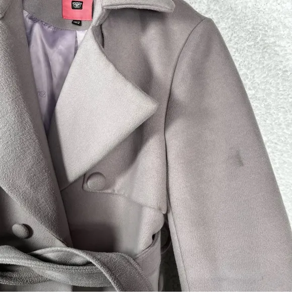 Chi Chi London Trench Coat women’s UK 12 Taupe Purple Lined Felt long jacket US8