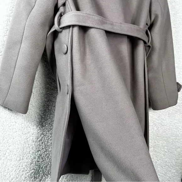 Chi Chi London Trench Coat women’s UK 12 Taupe Purple Lined Felt long jacket US8