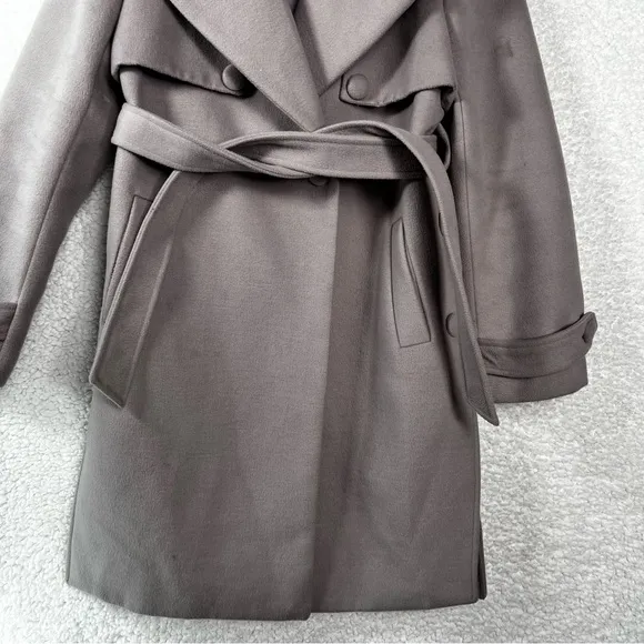 Chi Chi London Trench Coat women’s UK 12 Taupe Purple Lined Felt long jacket US8