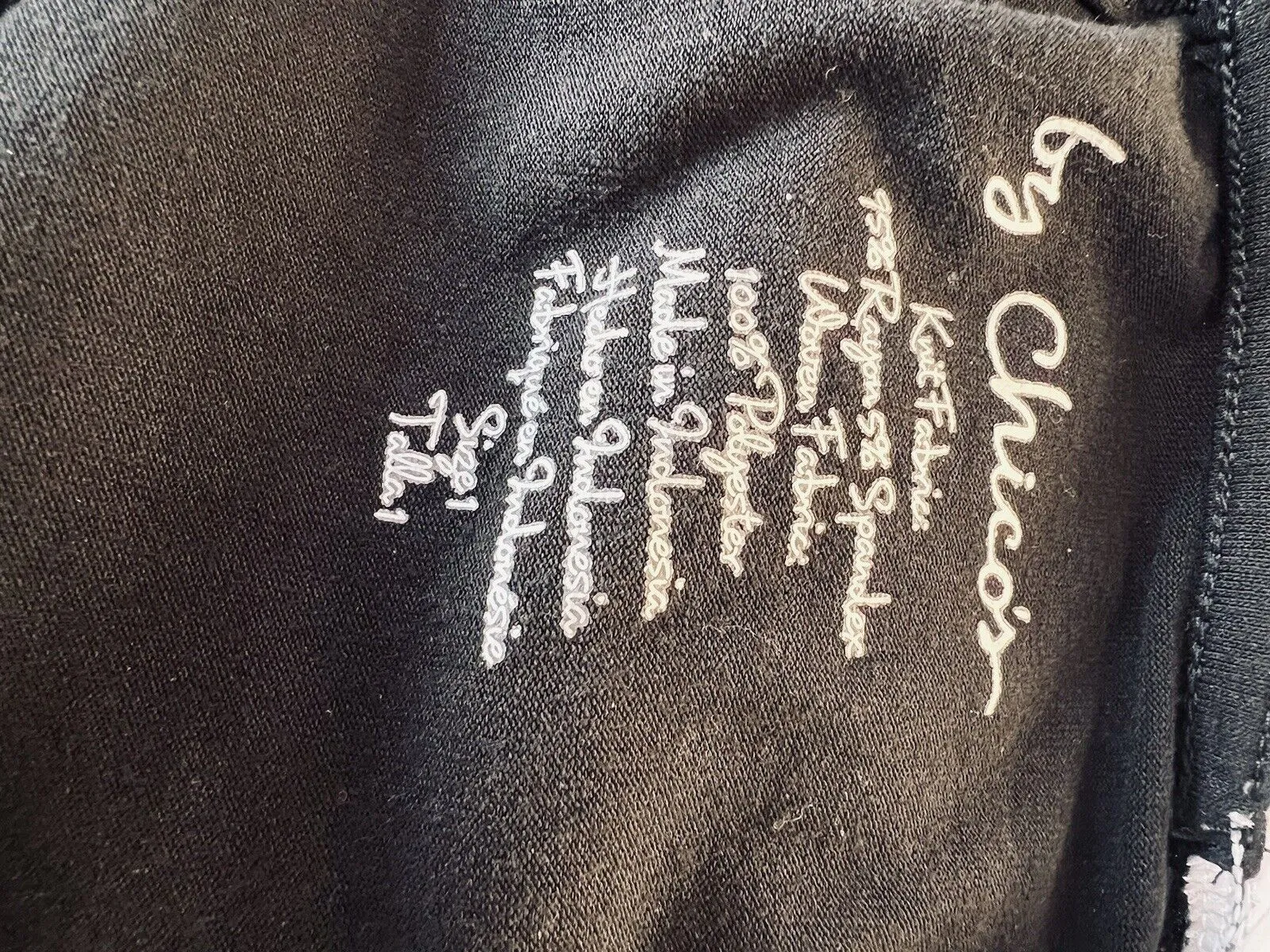 CHICO’S Black 3/4 Sleeve Black Blouse Sz 8-10 White Trim Chiffon Sheer Career