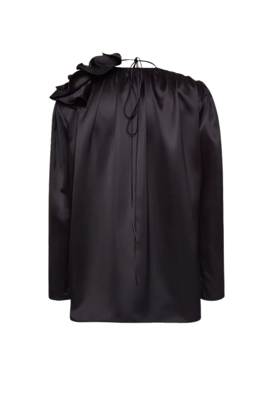 Classic Shirred Flower Blouse | Black