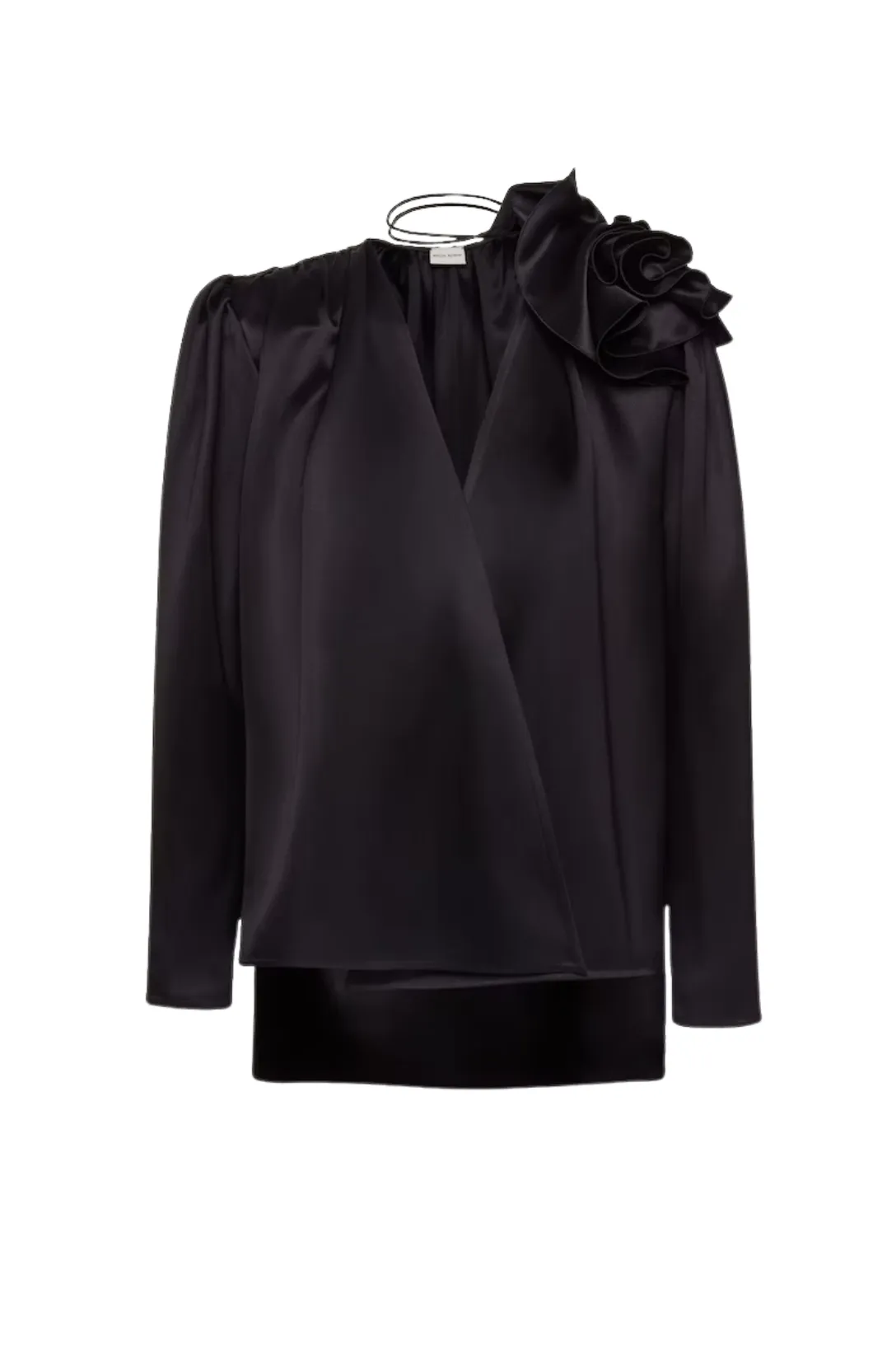 Classic Shirred Flower Blouse | Black