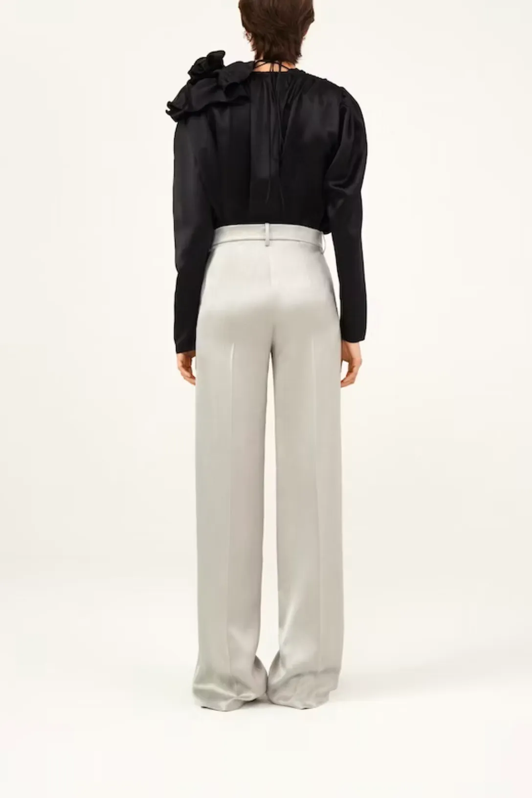 Classic Shirred Flower Blouse | Black