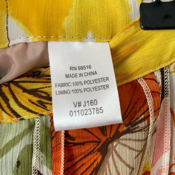 Coldwater Creek sz M yellow orange pleated midi skirt NWT $90