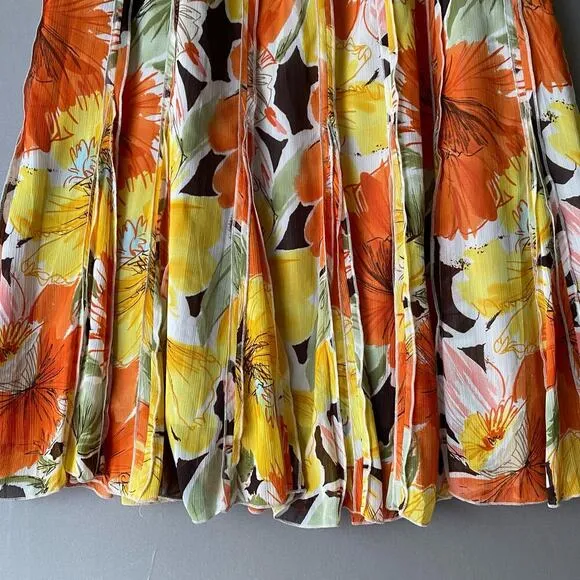 Coldwater Creek sz M yellow orange pleated midi skirt NWT $90