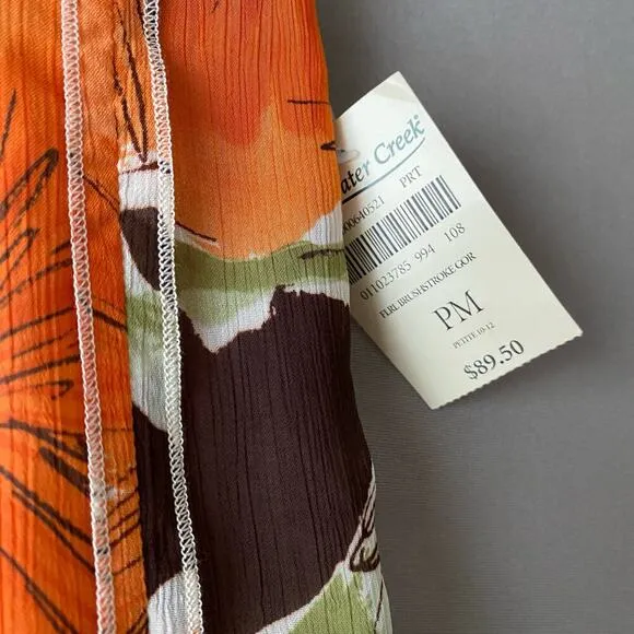 Coldwater Creek sz M yellow orange pleated midi skirt NWT $90