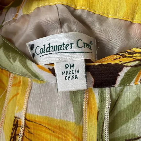 Coldwater Creek sz M yellow orange pleated midi skirt NWT $90